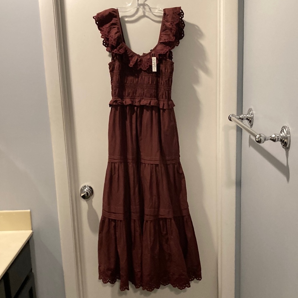 Madewell Sleeveless Lucie Midi Dress Embroidered With Pockets